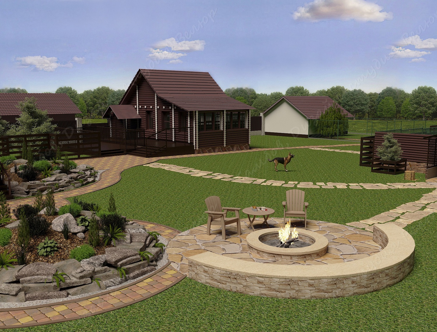 ЛАНДШАФТНЫЙ ДИЗАЙН УЧАСТКА В С. ЗЕМЕТЧИНО